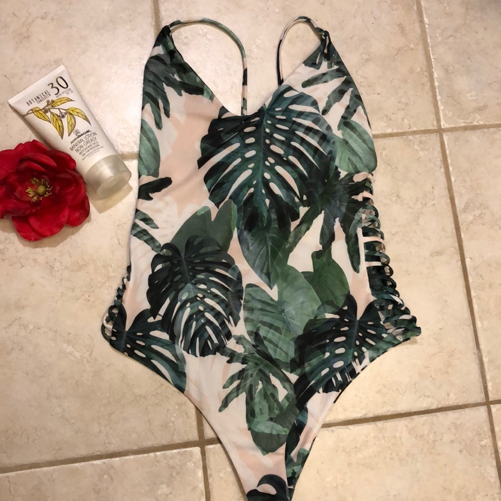 Stone Fox Swim Green Leaf One Piece